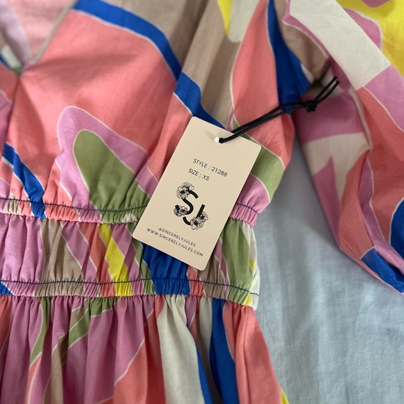 Sincerely Jules  Colorful Dress- XS 100%cotton - Picture 2 of 4